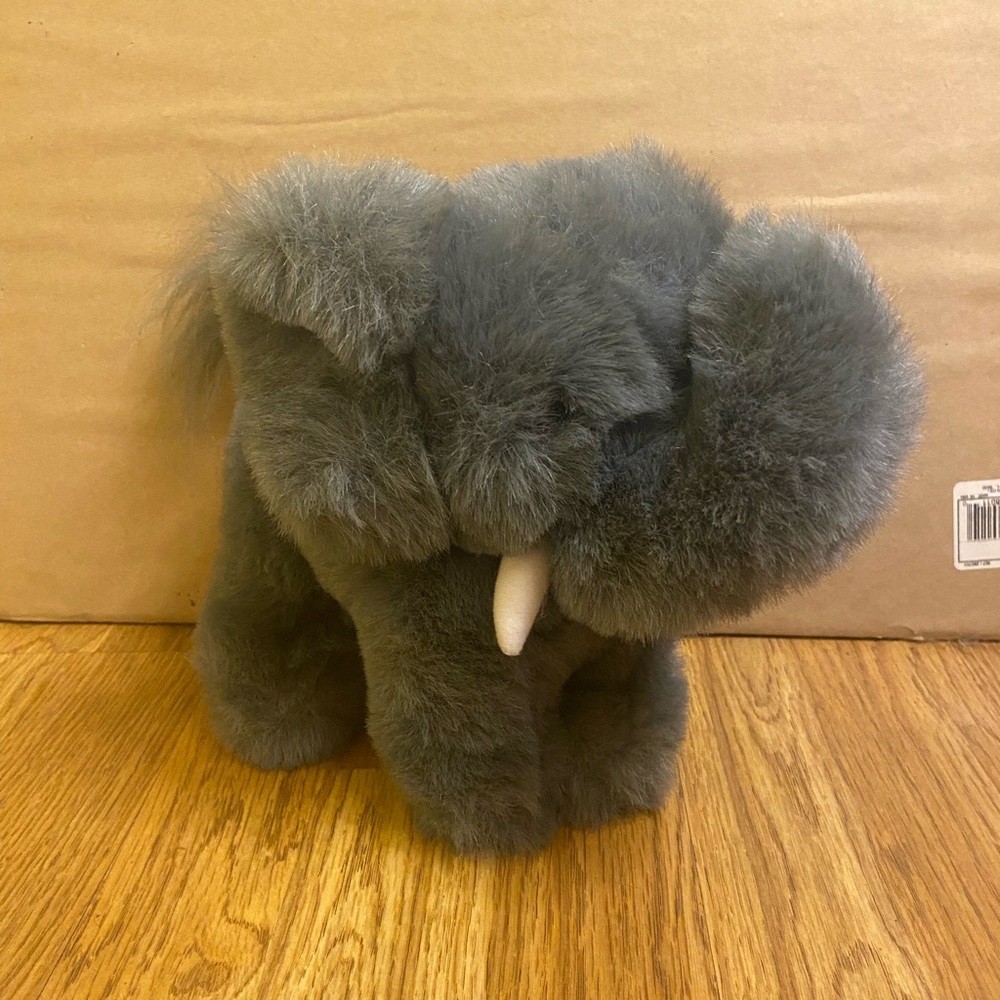Vintage Cute Walmart Gray Fluffy Elephant Stuffed Animal Plush.